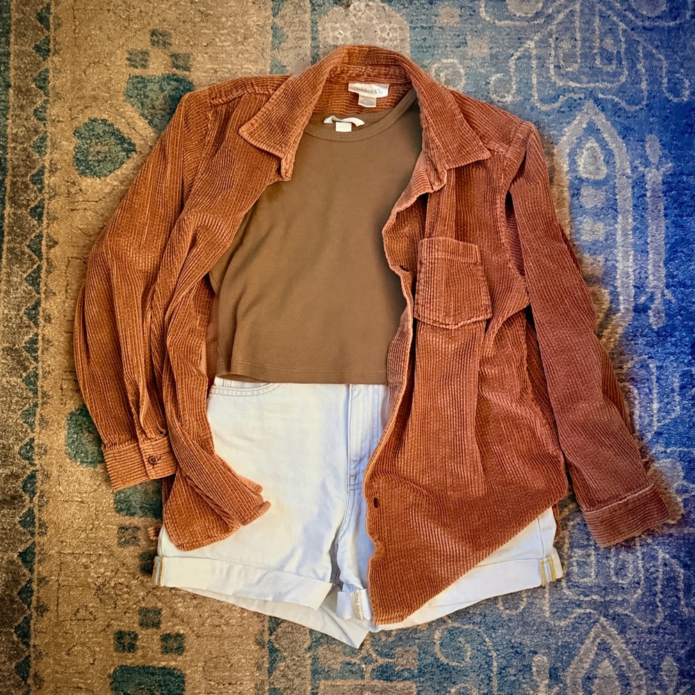 Chadwicks Terracotta Corduroy Button-Down Shirt